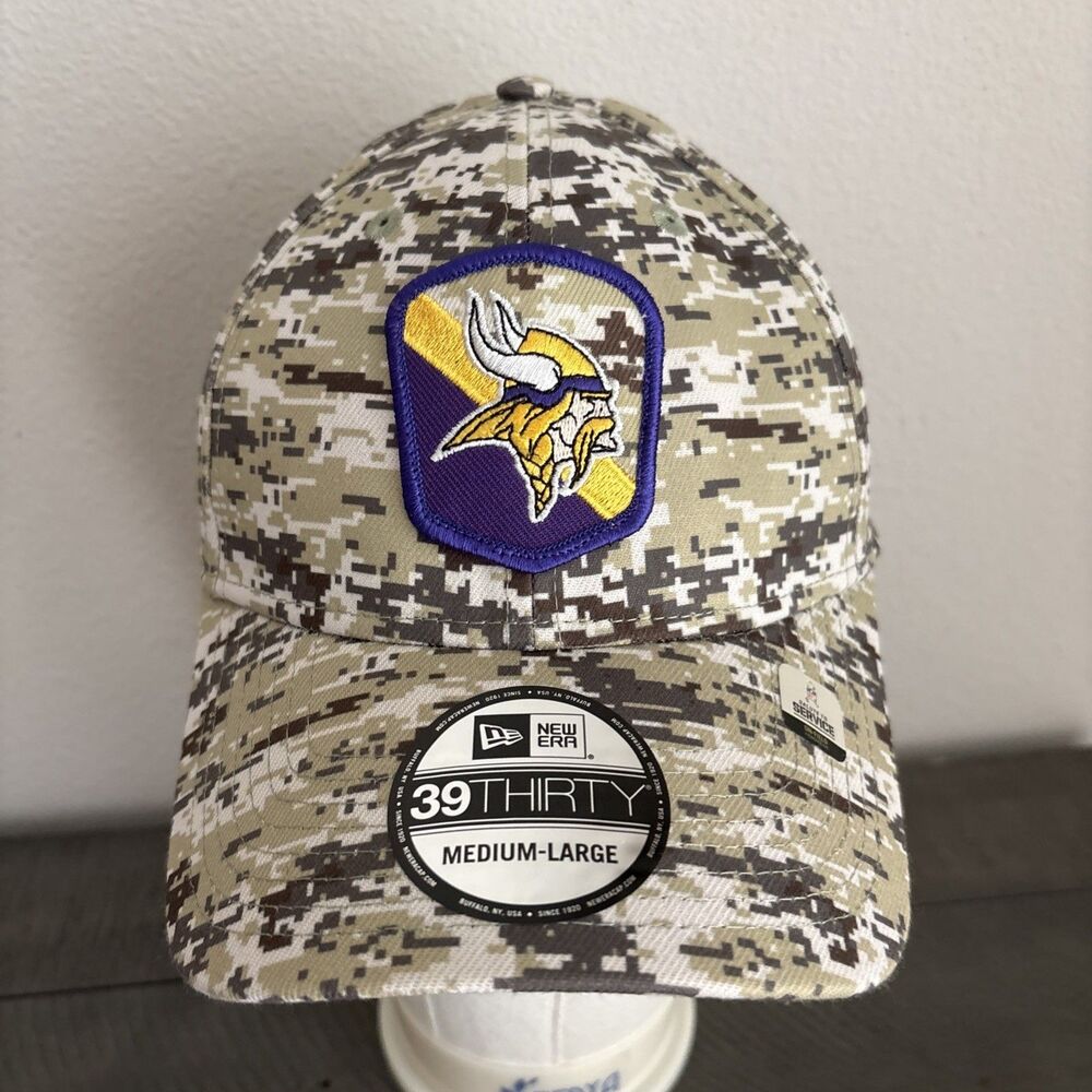 Minnesota Vikings NFL NE 2023 Salute To Service Cap Hat Camo Medium-Large